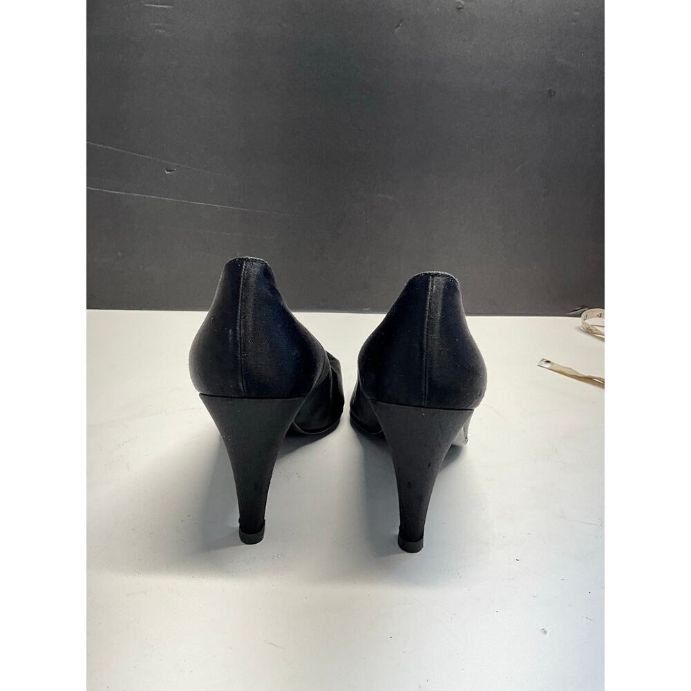 Vintage Gucci Black Satin Pumps Heels Size 39.5 B Made in Italy - Picture 5 of 7
